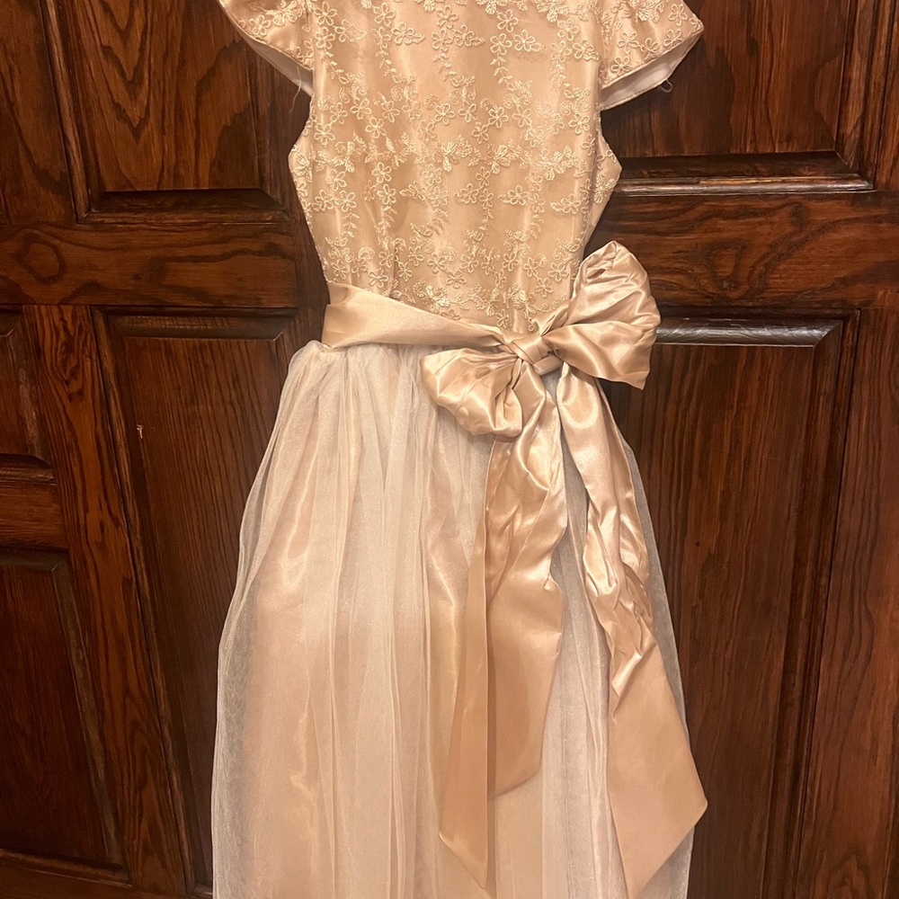 Gold Flutter Sleeve Gown for Wedding Guests